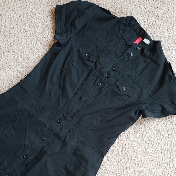 H&M Black Epaulettes Button Down Versatile Convertible Dress - Picture 5 of 16